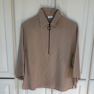 Akris Punto Beige Blouse with Zipper Detail